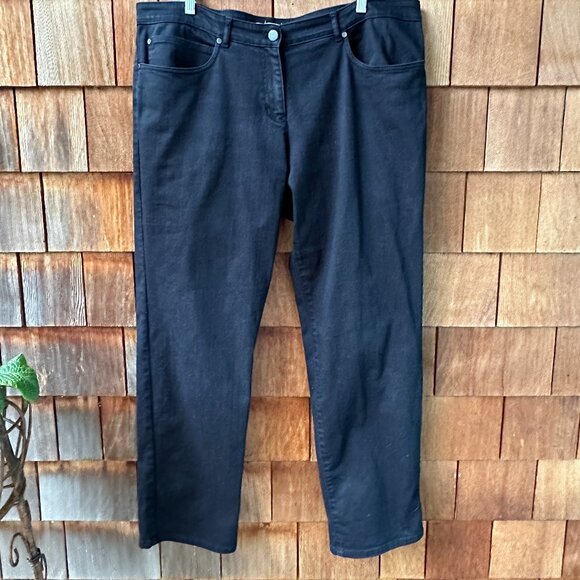 EUC Eileen Fisher Black Denim Organic Cotton Boot Cut Jeans in Women's X-Large - Picture 1 of 8